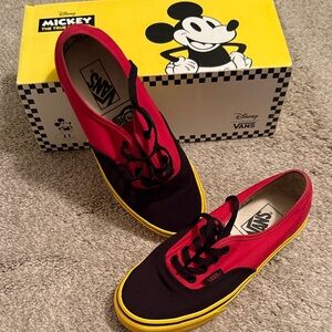 Vans Kids Red and Black Sneakers with Yellow Accents